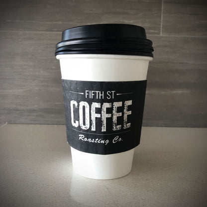 Full color custom printed coffee cup sleeves - fifth st coffee